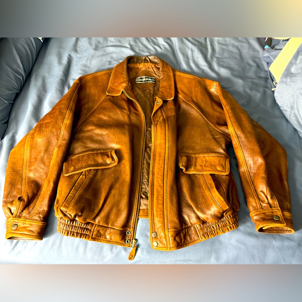 Preswick and Moore brown leather bomber.
